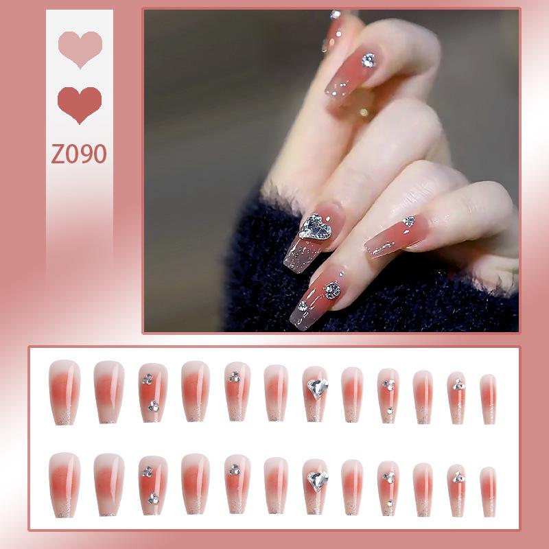 Ice-Clear Nude Ballet Nail Art Medium-Length Press-On Tips