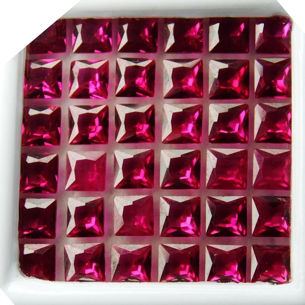 14 PIEZAS RUBÍ ROJO NATURAL 5x5 mm Gema Suelta CUADRADA CERTIFICADA Lote