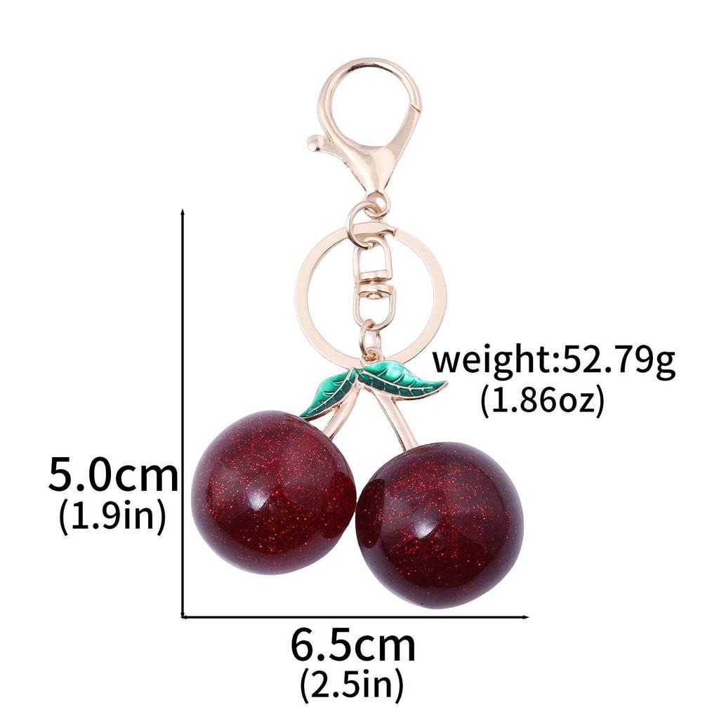 Xiyin Strass Emaille Frucht Schlüsselanhänger - Zitrone, Kirsche, Erdbeere Taschenanhänger Geschenk