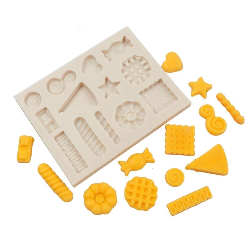 3D Süßigkeiten Waffeln Keks Silikon Flexibel Lebensmittelecht Form Ton Harz Keramik Süßigkeiten Fondant Süßigkeiten Schokolade Seifenform