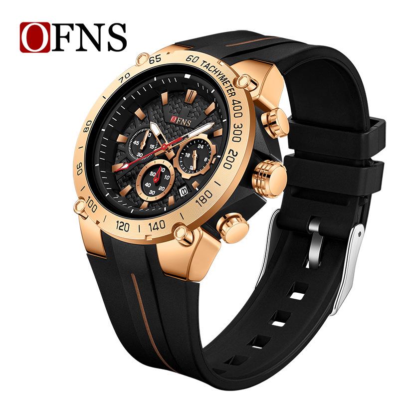 Oufanni Men's Quartz Watch - Fashionable, Waterproof, Luminous, Trendy Sports Design with Calendar & Small Seconds Hand