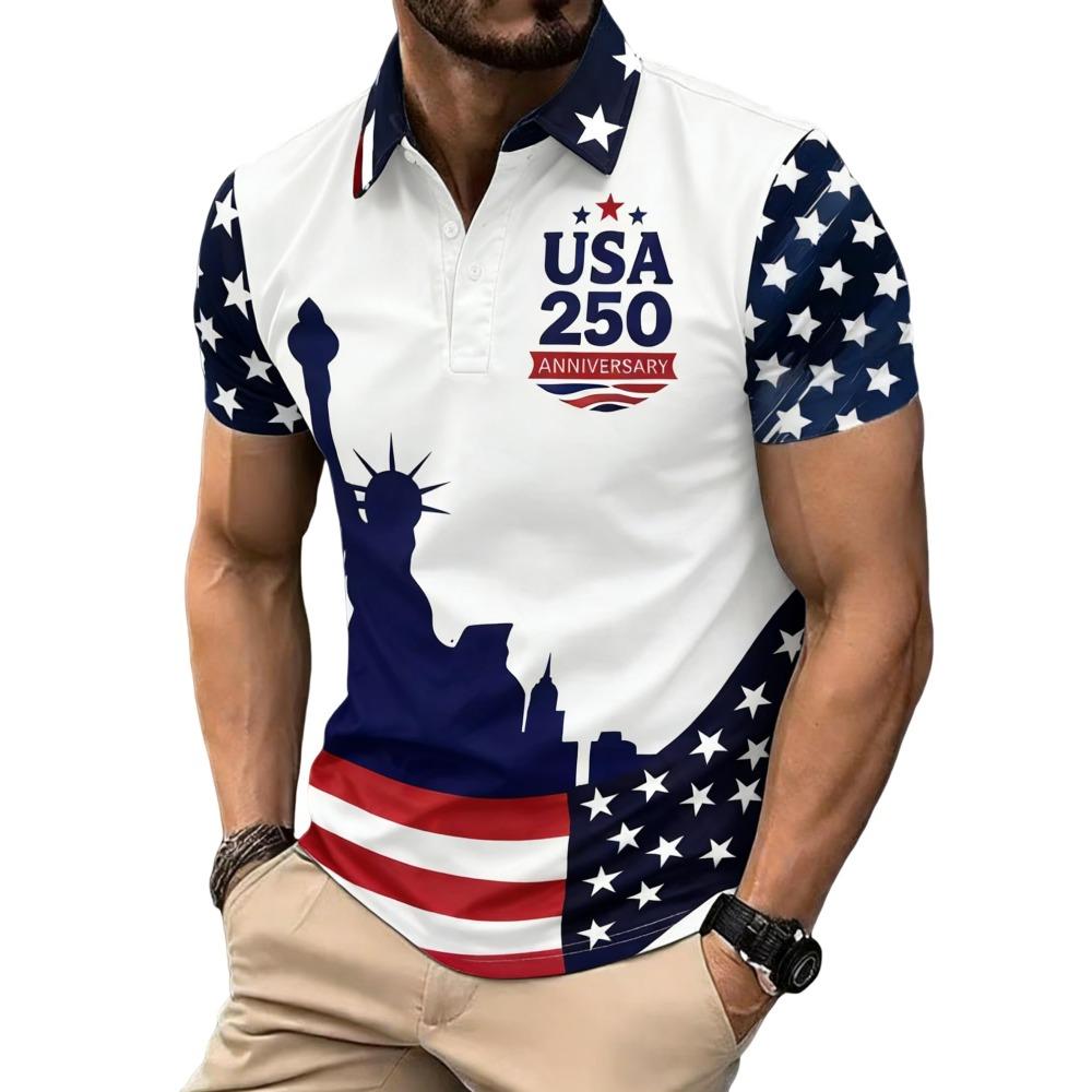 Polo shirt, men's Independence Day golf shirt short sleeved