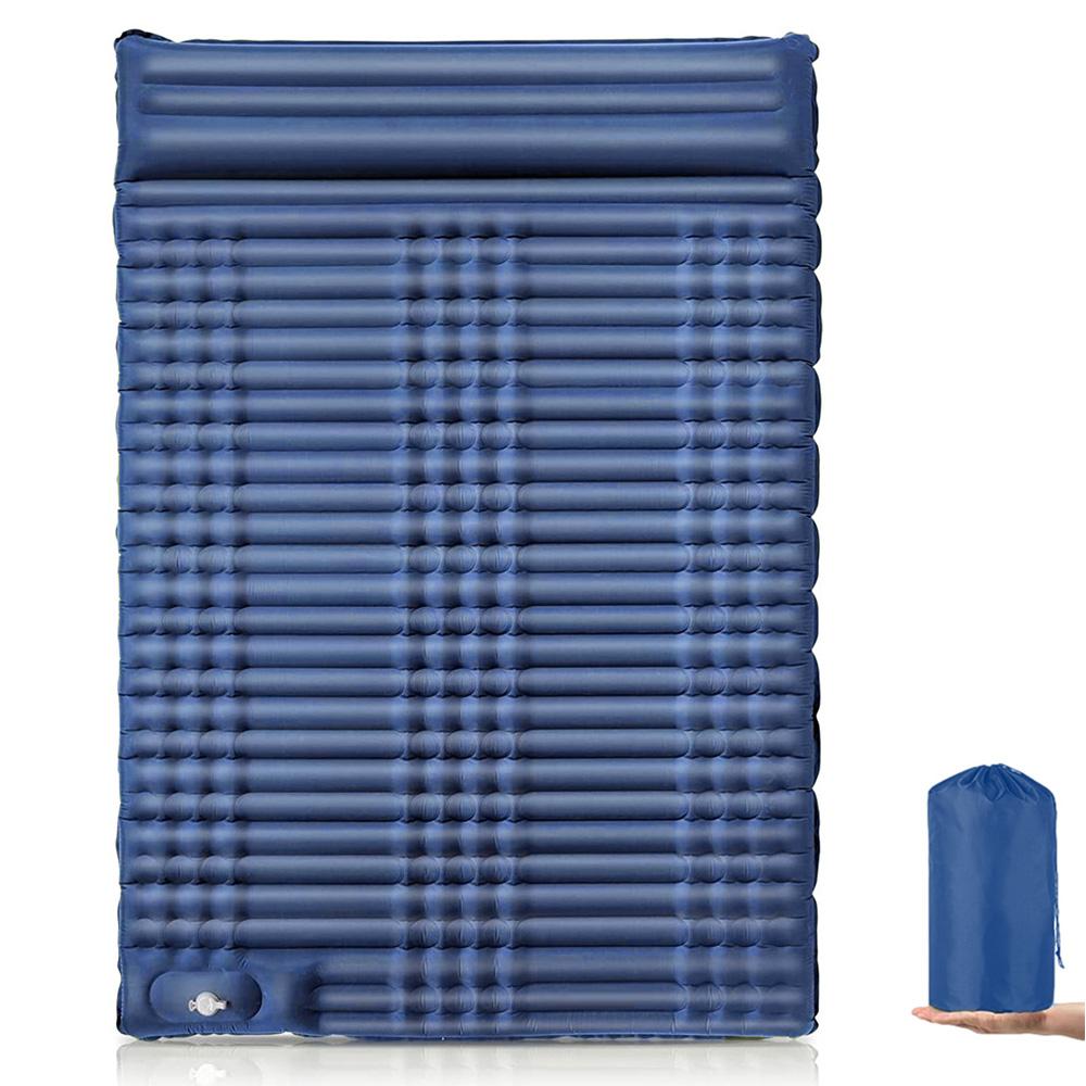 

Двойная самонадувающаяся походная кровать для взрослых со встроенным ножным насосом и подушками Navy Blue
