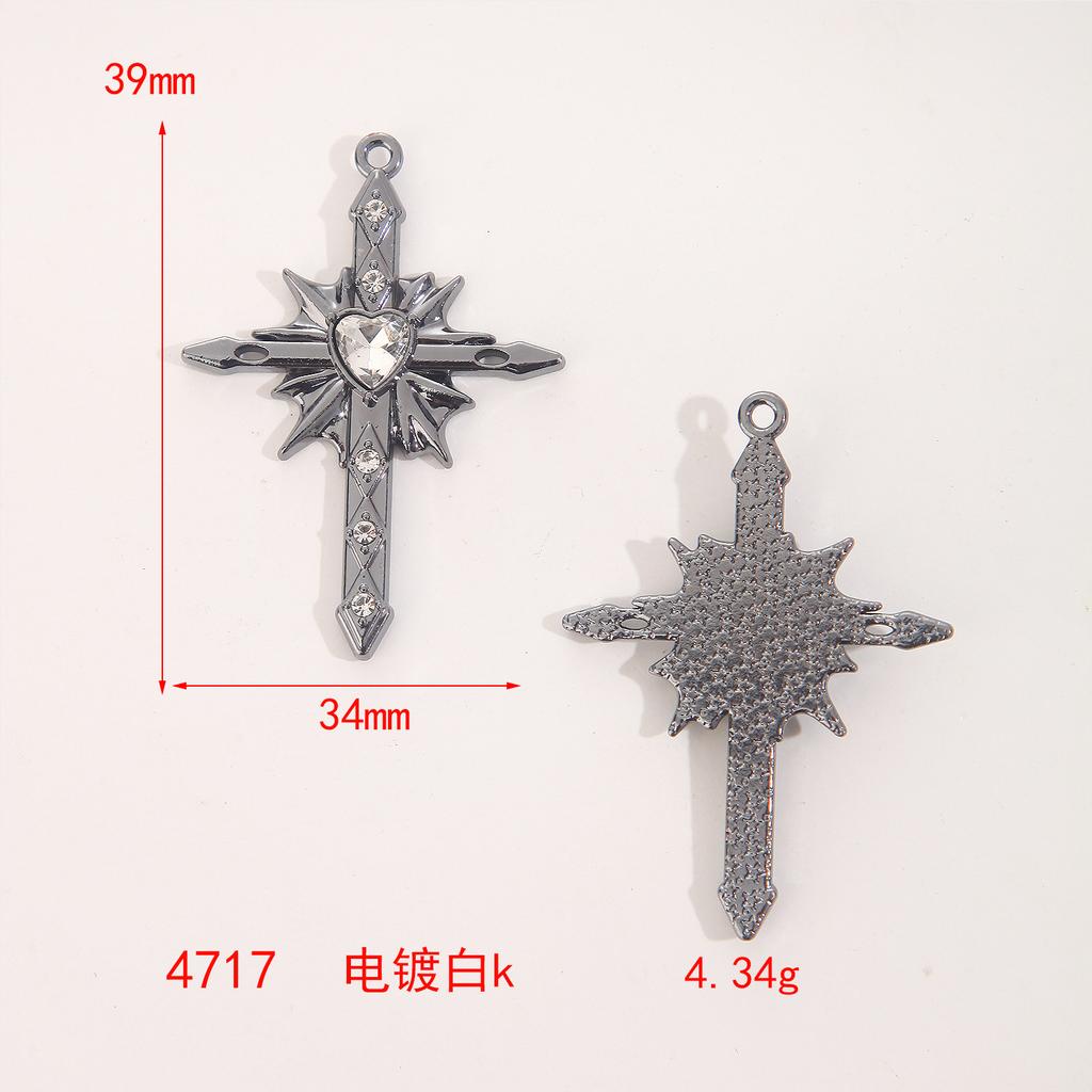 Love Starlight Inlaid Cross Crowe Heart Pendant Cool Spice Girl Diy Bracelet Necklace Ear Jewelry Material Accessories