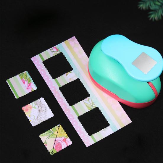Briefmarkenstempelstanzer für Papierbasteln Rechteckiger Stempel Dekorative Formen Stanzhebelbetätigung Bastelpapierstanzer für Scrapbooking Kartenherstellung DIY Geschenk