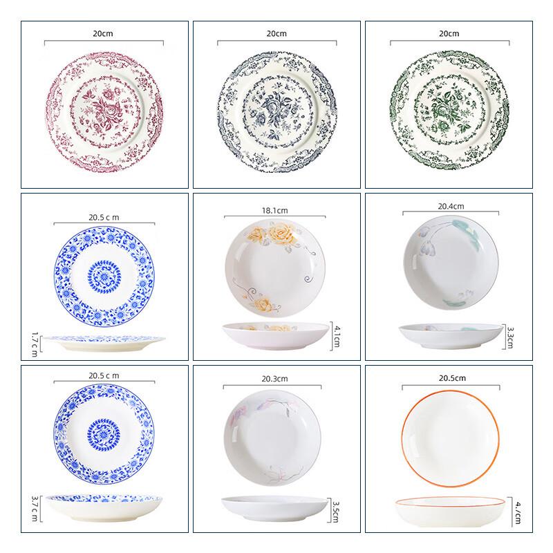 ZISIZ 8-Zoll Goldrand Sechseckiger Keramik-Speiseteller (3 Pack)