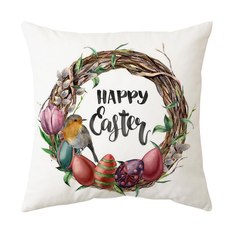 Easter Bunny Cartoon Cushion - Hand-painted Creative Sofa Back Pillow