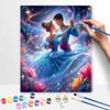 Disney Cinderella Romance Oil Painting Kit, Home Decor Handmade Gift for Couples, Sparkly Magic Night Wall Art DIY Painting Canvas