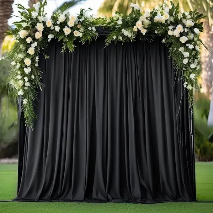 5x8/10 fot rynkefri hvit sateng bakgrunnsgardiner for bryllup, bursdagsfest, fotografering, bakgrunn, babyshowerdekorasjoner