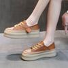 fashion 2024 Women's New Winter Style Round Toe Thick-soled Lace-up Fashionable Solid Color Low-top Shoes