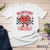Groovy Checkered Valentine Vibes Valentines Day Girls Womens Unisex T-shirt 10