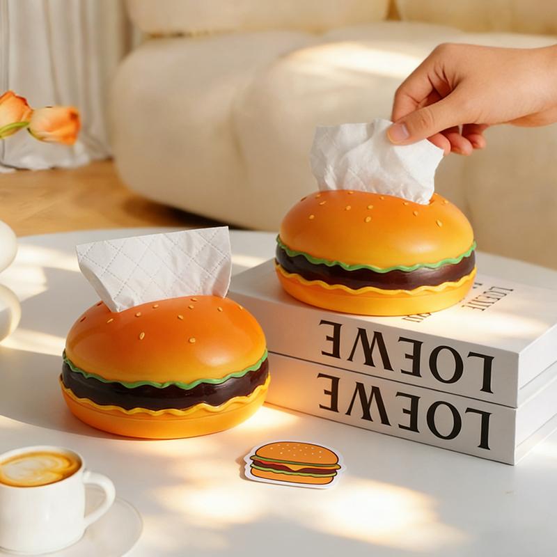 Cute Burger Tissue Box Cartoon Storage Box Living Room Office Desktop Decoration Home Fun Decorations Ornament Gift for Friends