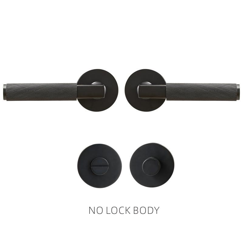 Dooroom Drehknauf Gerändeltes Messing Türschloss-Set Modernes Interieur Schlafzimmer Badezimmer Holztür Drückergarnitur Dummy Privacy Durchgangsschloss