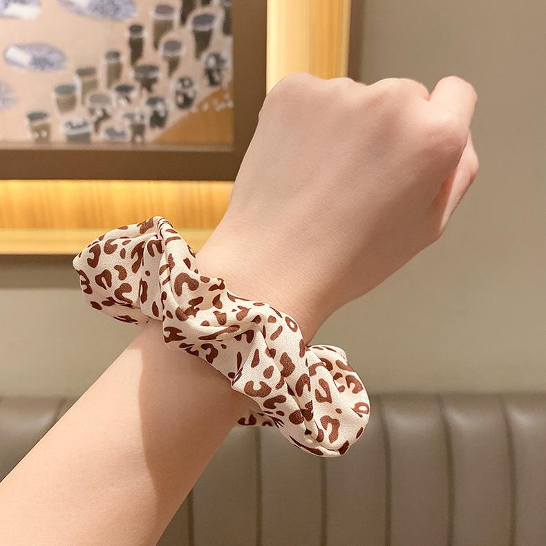 3pc European American Khaki Plaid Leopard Elasticity Hair Ties Scrunchies for Women Girls Ponytail Holder Korean Hair Accessorie