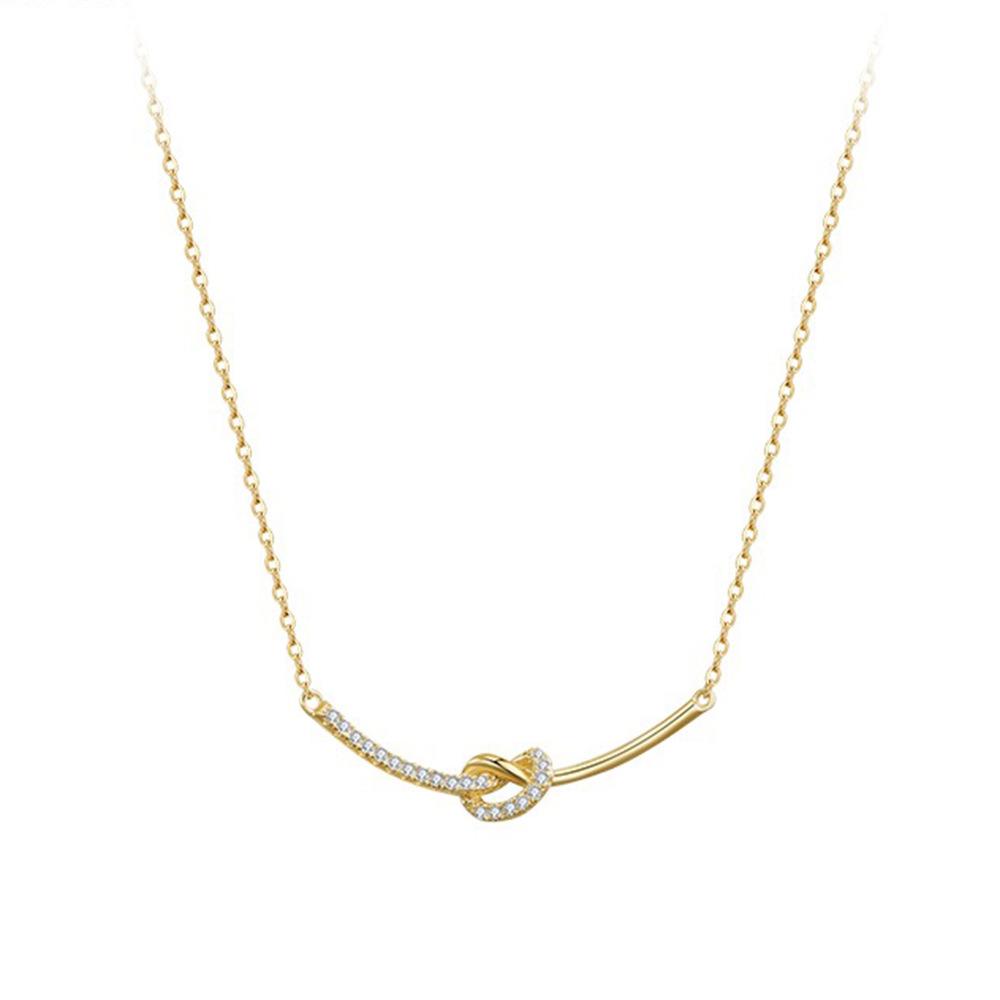 Xiaohongshu Knotted Smile Necklace Female Collarbone Chain Temperament Flash Diamond Versatile Neck Chain