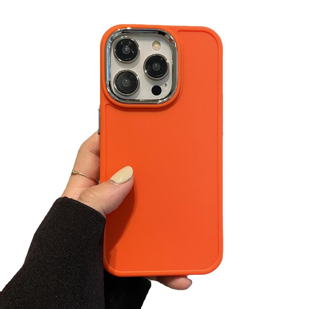 Solid Color Simple Electroplating Frame Is Suitable for Apple 14Ppromax Mobile Phone Case iPhone13 Matte 12 Anti-drop 11 Soft