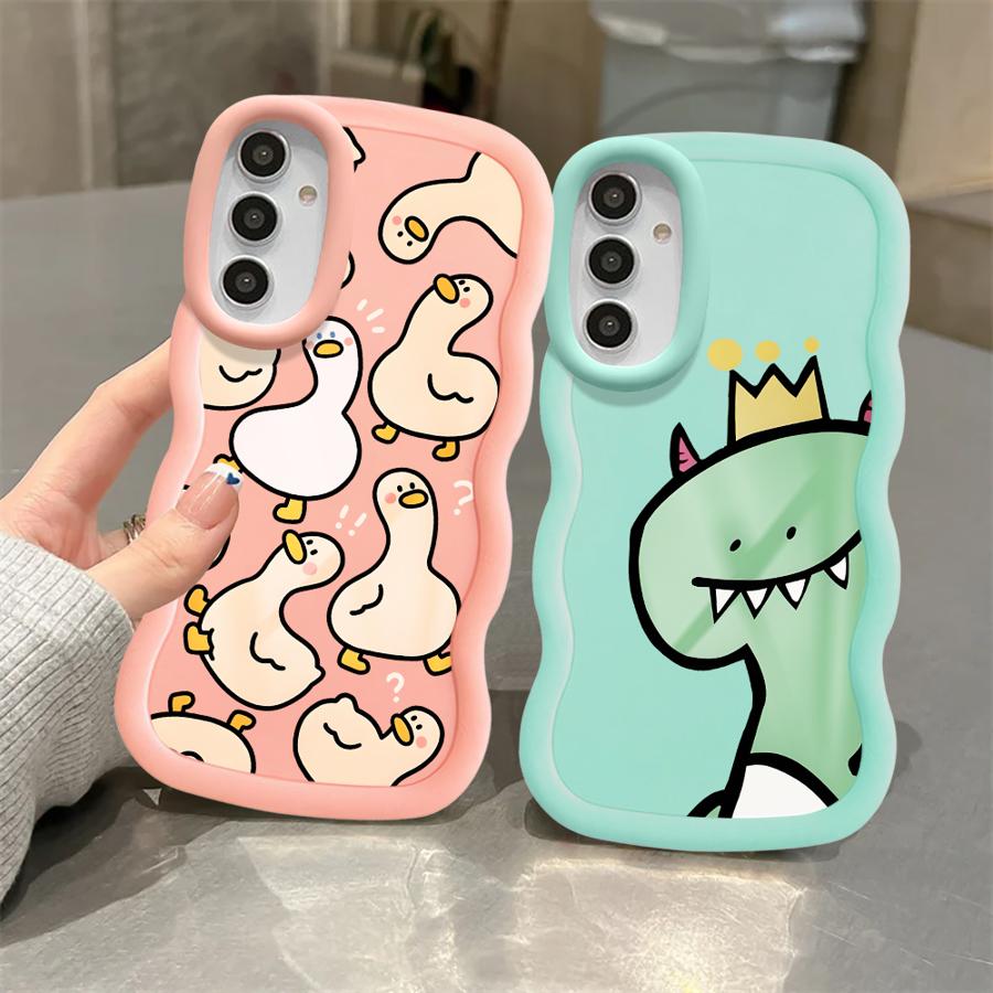 Soft Phone Cover Case for Samsung Galaxy A21s A13 A14 A11 A16 A15 A12 A52 A06 A05 A23 A53 A22 A33 A03 A04 Cartoon Dinosaur Goose