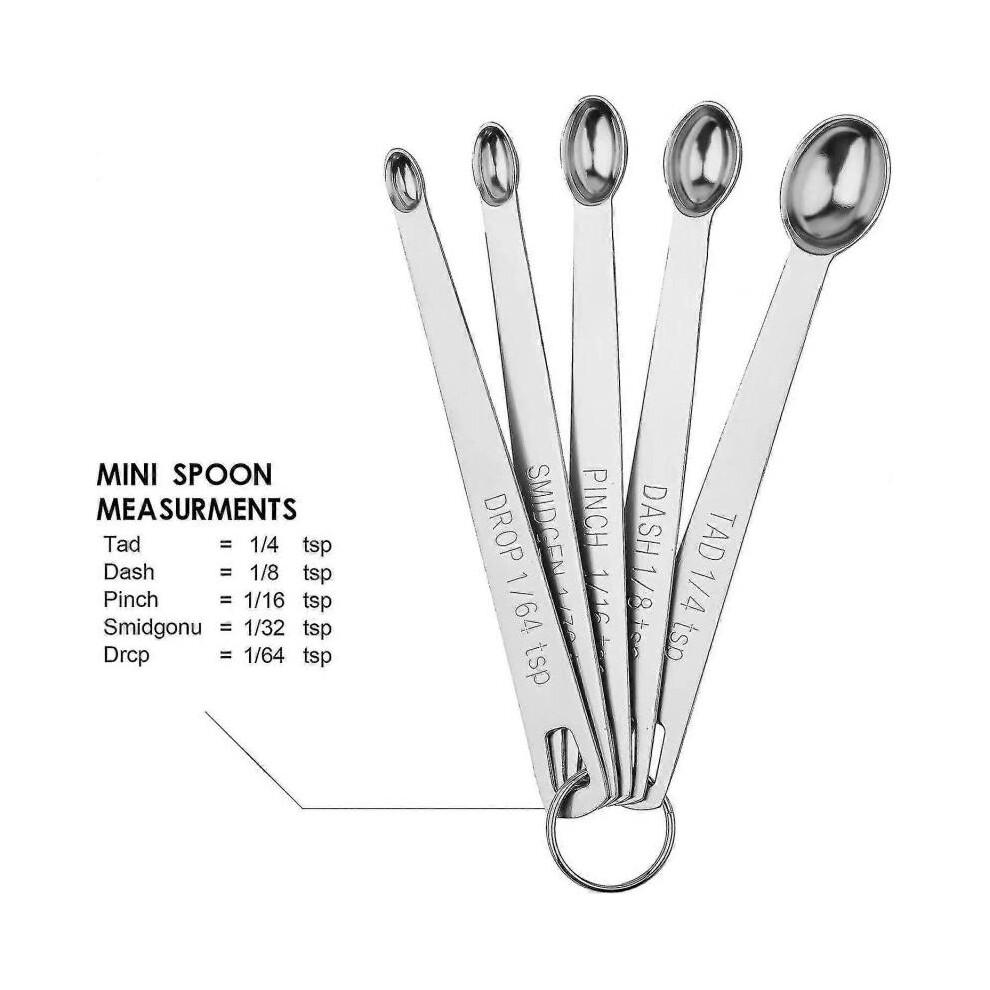 5 Mini Measuring Spoons with 1 Ring,1/64,1/32,1/16,1/8,1/4