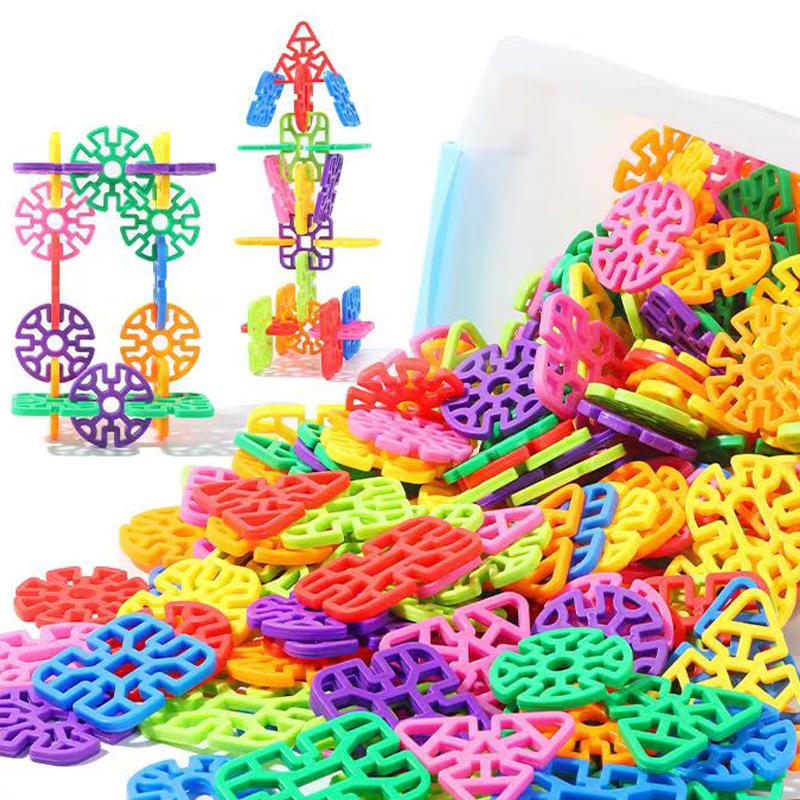 10050Pcs Kids Geometric Snowflake Plastic Building Blocks Stem Construction Interlocking Toyskindergarten Classroom Supplies