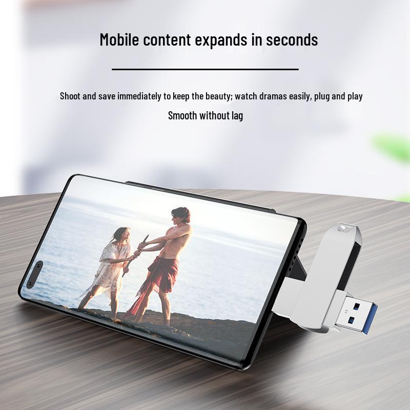 Stick USB 256GB Rotativ de Mare Viteză: Tip C cu utilizare duală, Design metalic pentru telefon și computer