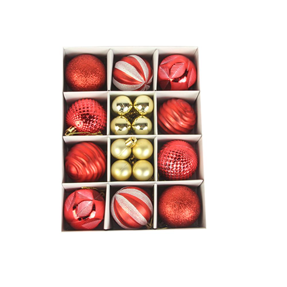 

26pcs/set Christmas Ball Ornaments 3cm 6cm Christmas Ball Gift Box Set For Tree Pendant Red