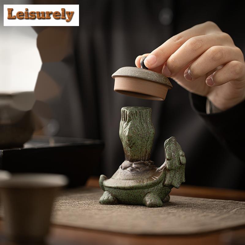 Creative Xuanwu Dargon Tortoise Teapot Cover Holder Kiln Change Cyan Cover Frame Zisha Pot Lid Shelf for Tea Pet Play Ornaments