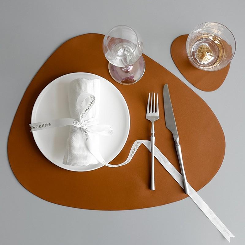 Original design leather placemat, high-end anti-fouling, oil-proof leave-in, high-grade mouse pad, eating, heat insulation mat, coaster