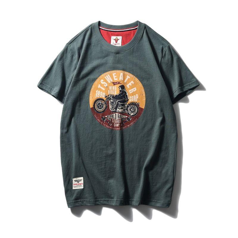 American Retro Short Sleeve T-Shirt Men's Pure Cotton Print Undershirt Trendy Trendy Bottoming Shirt Export Cattle Goods Cotton T-shirt