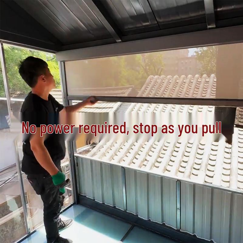 Smart Windproof Electric Roller Blind: Automatic Lifting, Light Blocking, Rainproof, Mosquito-Proof, Remote-Controlled Balcony Curtain.