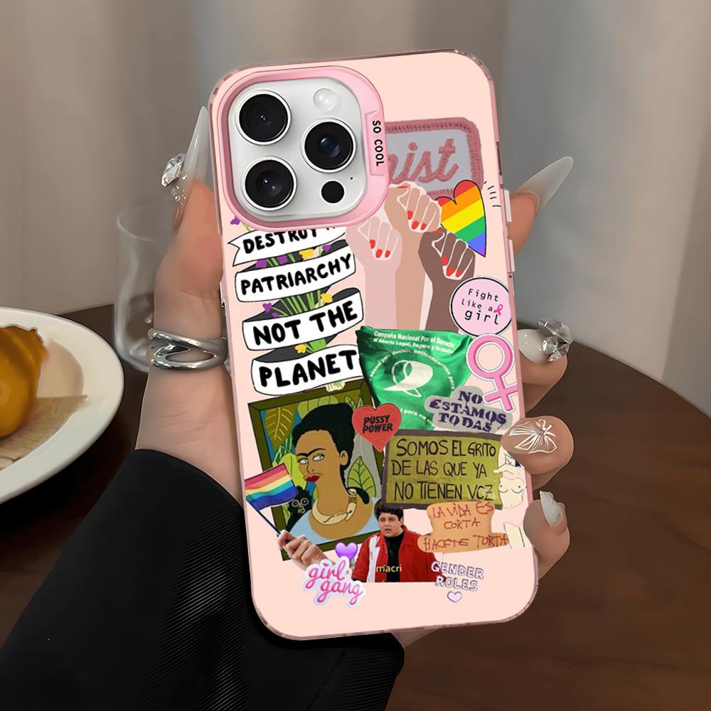 Feminist Feminism Power Girls Phone Case For iPhone 16 15 14 13 12 11 Pro Max X XR XSMAX 8 7 Plus Matte Shockproof Back Cover