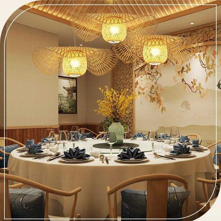 Japanese Style Bamboo Woven Pendant Light for Restaurant, Hotel, B&B, and Hallway Decor