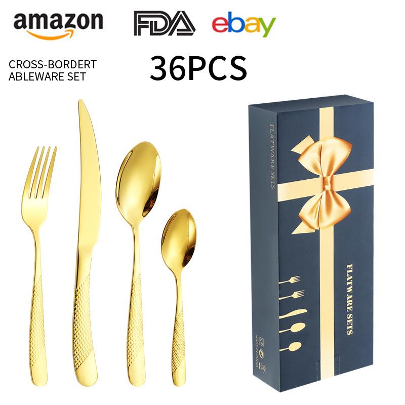 

Набор посуды из нержавеющей стали со звездами и бриллиантами Нож и вилка для стейка в стиле вестерн Десертная ложка Звезда с бриллиантовой ручкой Позолоченная посуда Подарочная коробка 24*7.5*5 золотой