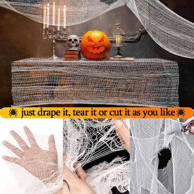 D5 Horror Halloween Party Decoration Haunted Houses Doorway Outdoors Decorations White Creepy Cloth Scary Gauze Gothic Props
