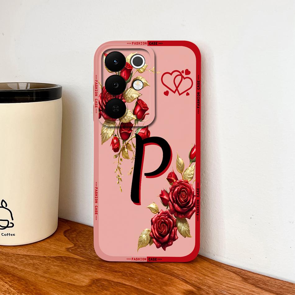 For Realme C85 Pro Phone Cover Flowers Name Letters Soft Liquid Silicone Full Protection Case For Realme C 85 Shockproof Housing