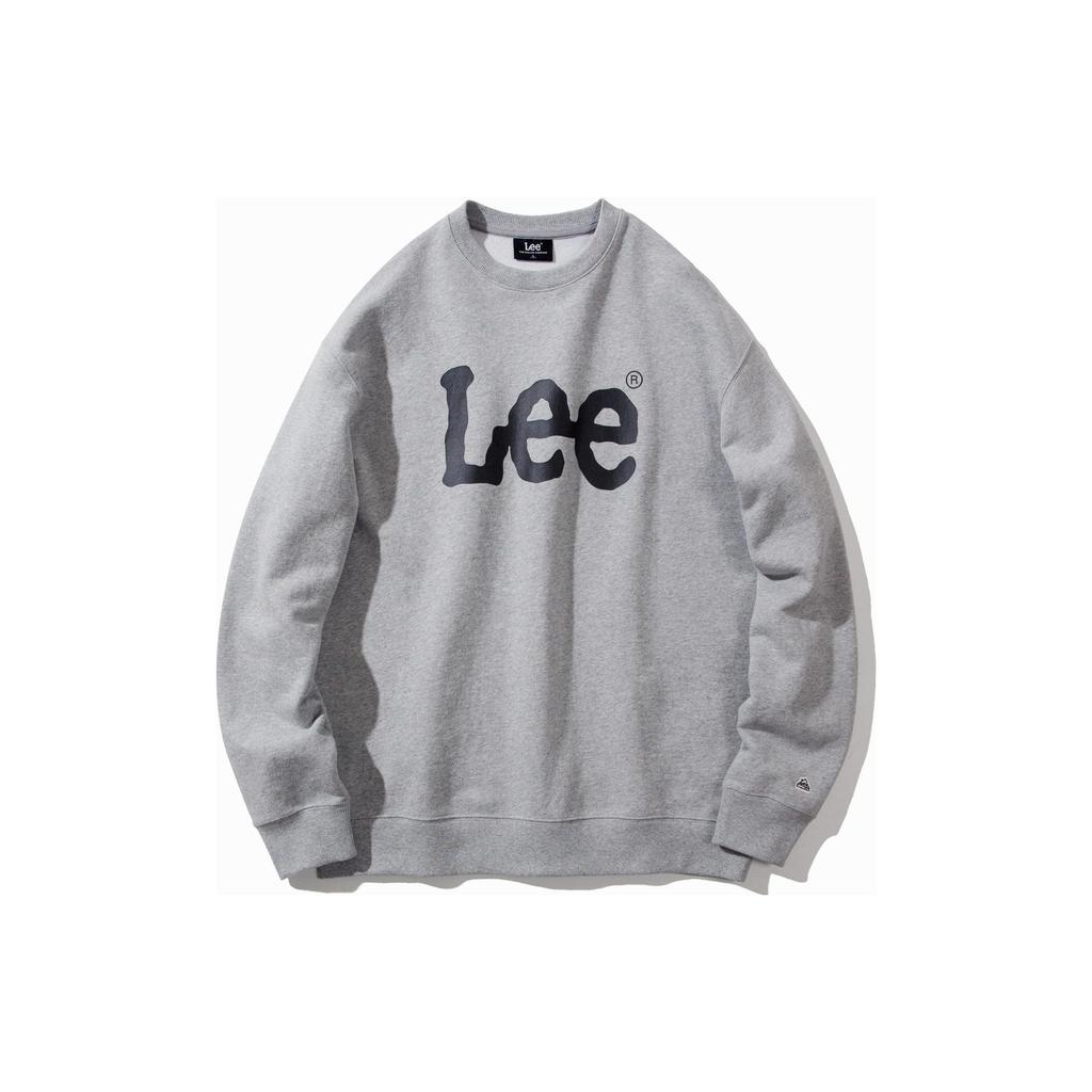 Lee Logo Letter Round Neck Drop Shoulder Loose Pullover Sweatshirt Unisex sweatshirt Gray LUT006425203204-A04865-1