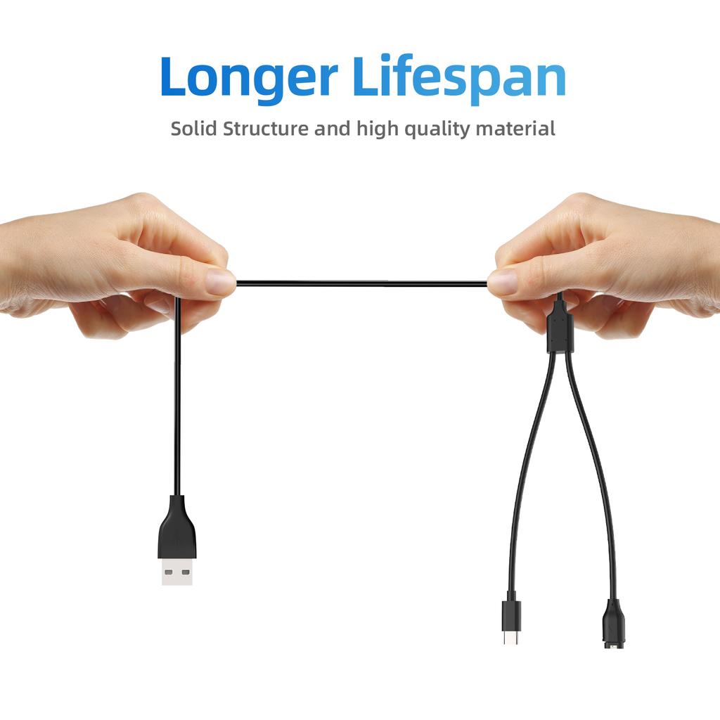 2-in-1 for Garmin Fenix 5 Plus Pro 5s Instinct E 3 2  2S USB Smartwatch & Smartphone Charger Replacement Charger Charging Cable