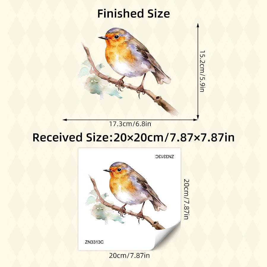 Акварельные воробьи на ветке, Наклейки на окно, Самоклеящиеся статические декали для декора спальни, общежития, классной комнаты, кабинета 20x20CM разноцветный