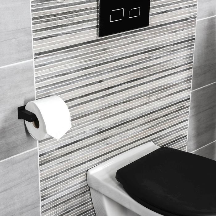 CORNAT Porte-papier hygiénique, noir, adhésif/vis 3M