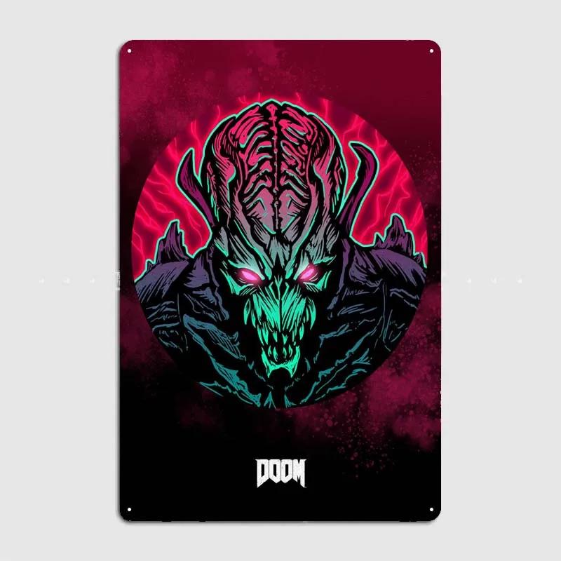 Dooms Poster Heimdekorationszubehör Spielschilder Wandkunst Vintage Metallblechschild für Gamer-Zimmer Wanddekoration Hausdekor