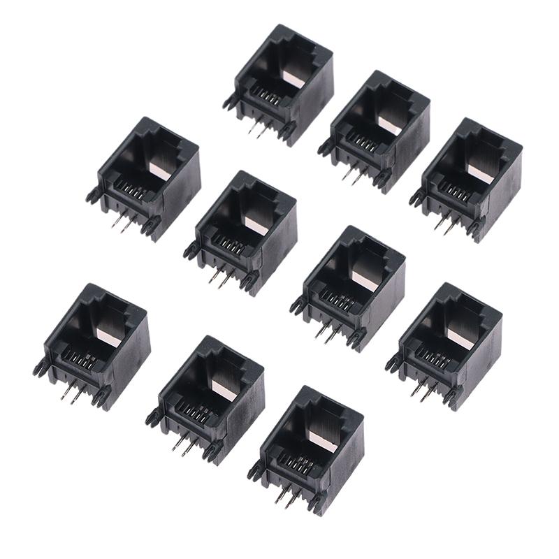 

10 шт. Телефонная розетка Rj11 Изогнутый контакт 95001 4P4C 6P6C 6P4C Гнездо Разъем для печатной платы Телефонная розетка 5521-6P4C