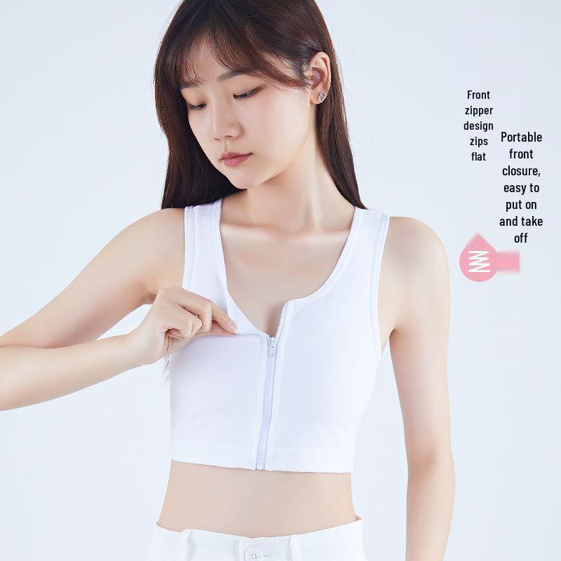 Junior High Sports Zipper Chest Binder Vest - Anti-Bump, Slim-Fit Design