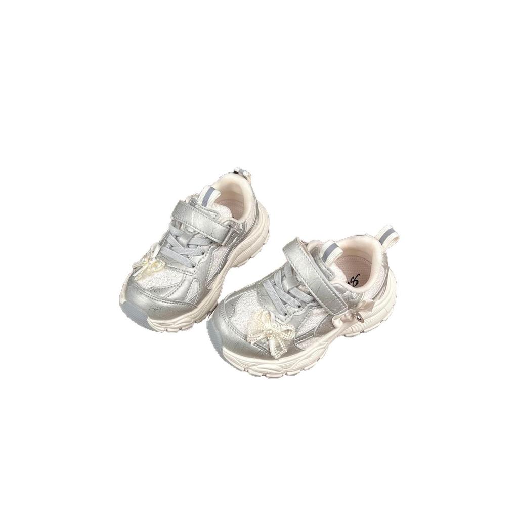 2026 Girls' Shiny Velcro Sneakers: Soft Sole, Princess Style with Rhinestones.