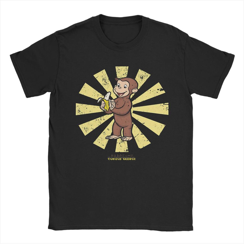 Vintage T Shirt Summer Curious George Novelty TShirts Pure Cotton Tshirt for Unisex Awesome Wholesale Short Sleeve Tees