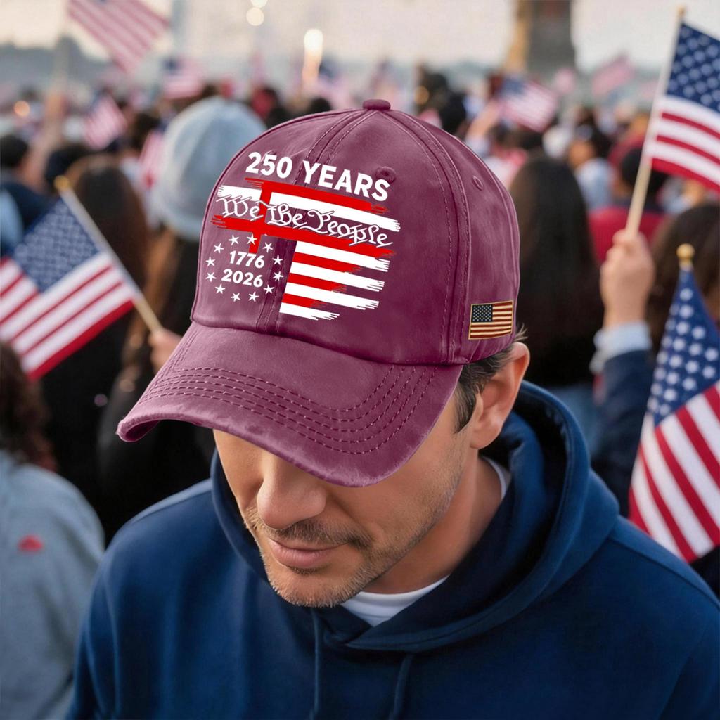Men's and Women's Matching American 250th Anniversary Anniversary Embroidered Vintage Washed Baseball Cap