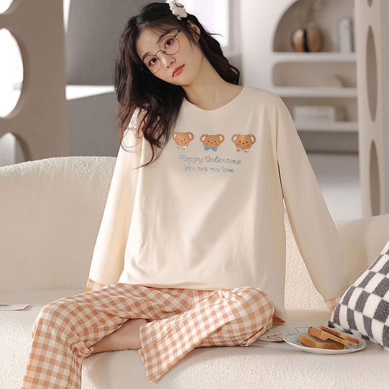 Women's Long Sleeve Cotton Pajama Set - Spring & Autumn Casual Wear