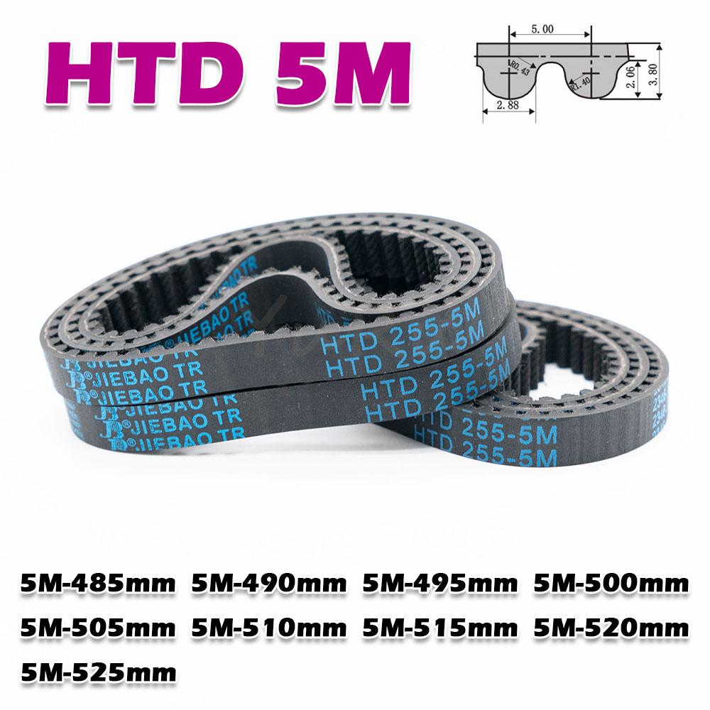 HTD 5M Rubber Transmission Closed Loop Timing Belt Perimeter HTD5M 485 490 495 500 505 510 515 520 525mm Width 10~50mm CNC Drive
