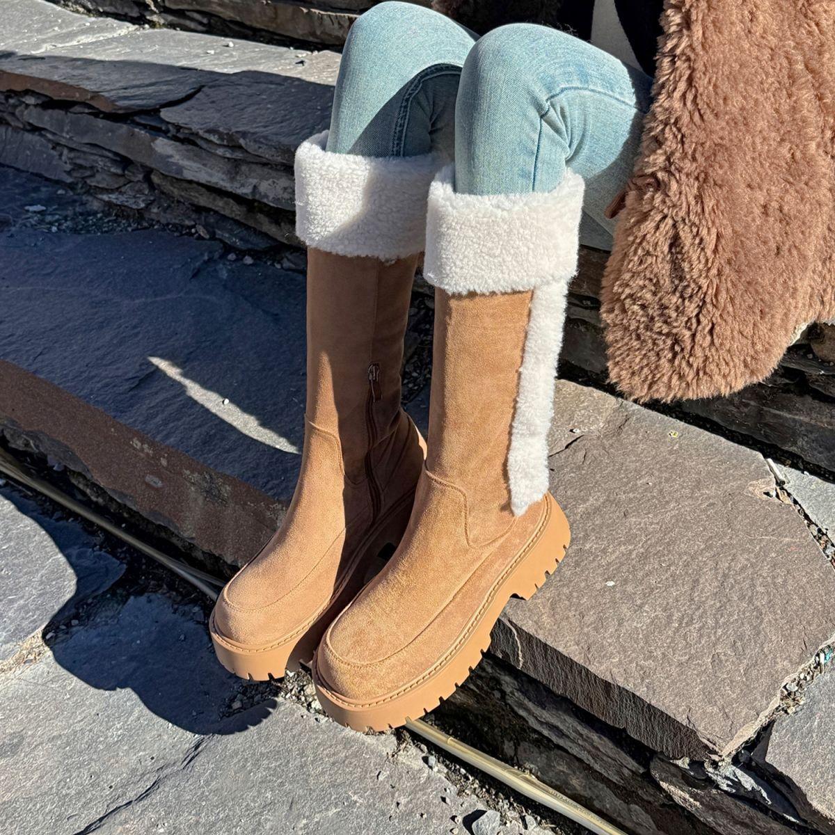 

Women s large size soft elastic winter warm cold padded snow boots non-slip wear outdoor leisure sports boots 40 верблюд