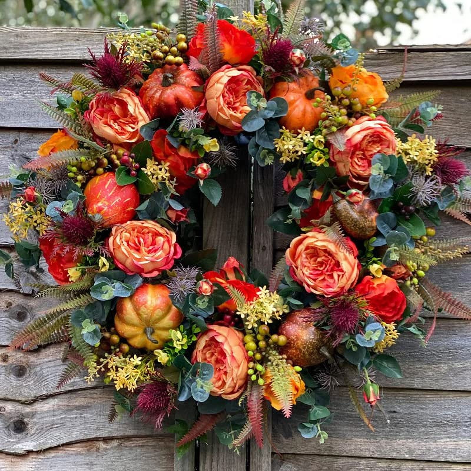 

Fall Peony and Pumpkin Wreath, Autumn Year Round Wreaths for Front Door, Artificial Fall Wreath, Autumn Front Door Wreath Thanksgiving Wreath 15.7