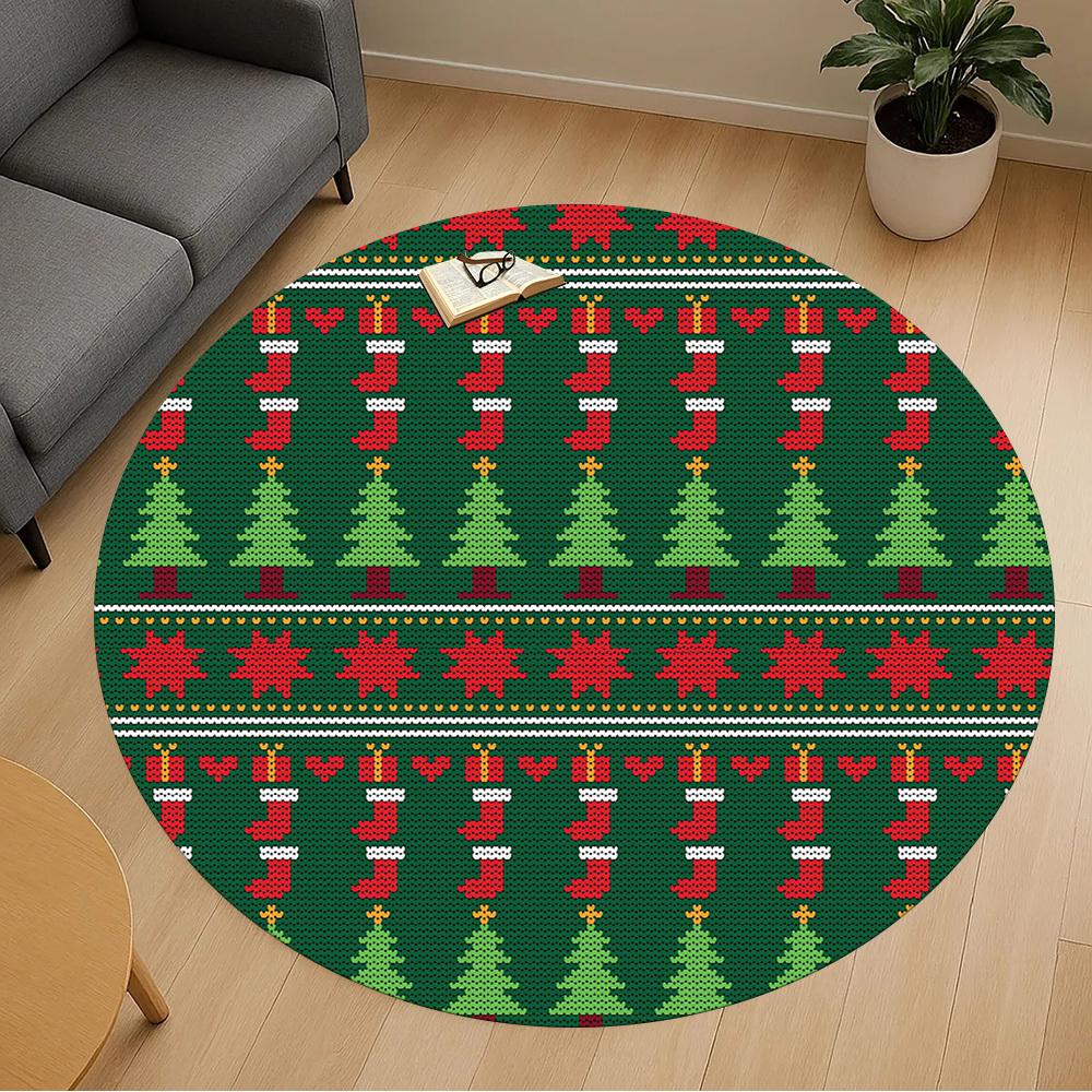 1pc Christmas tree Round Chair mat Area Rug - Non-Slip, Floor Mat for Office, Bedroom, and Indoor Decor -1002152