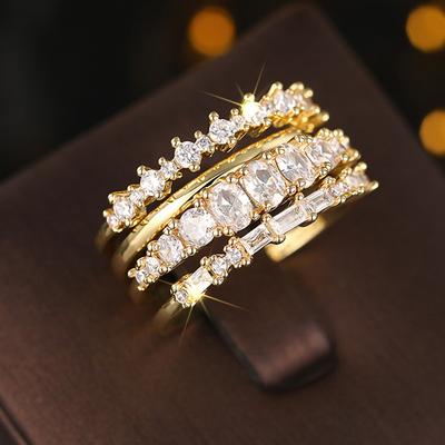 Sterling Fashion Stapelbare Ringe für Frauen Luxus Modern Helle Zirkonia Finger Schmuck Ehering Accessoire